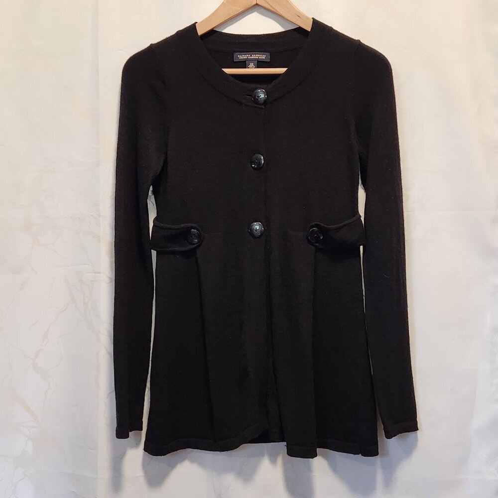 Banana Republic Womens Sz XS Luxury Cashmere Blend Black Cardigan Sweater Button
